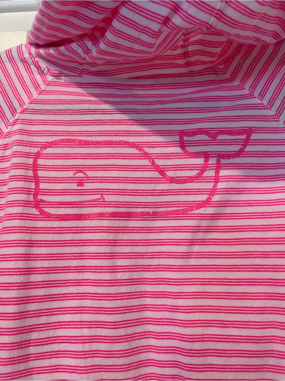 Vineyard Vines Girls size M Striped Pink Hooded Pullover with Kangaroo Pocket - Picture 6 of 9
